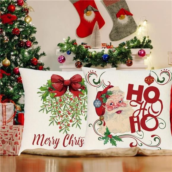 FLAPI Set of 4 Christmas Pillows Home Decoration 18x18 Inches - Picture 7 of 7